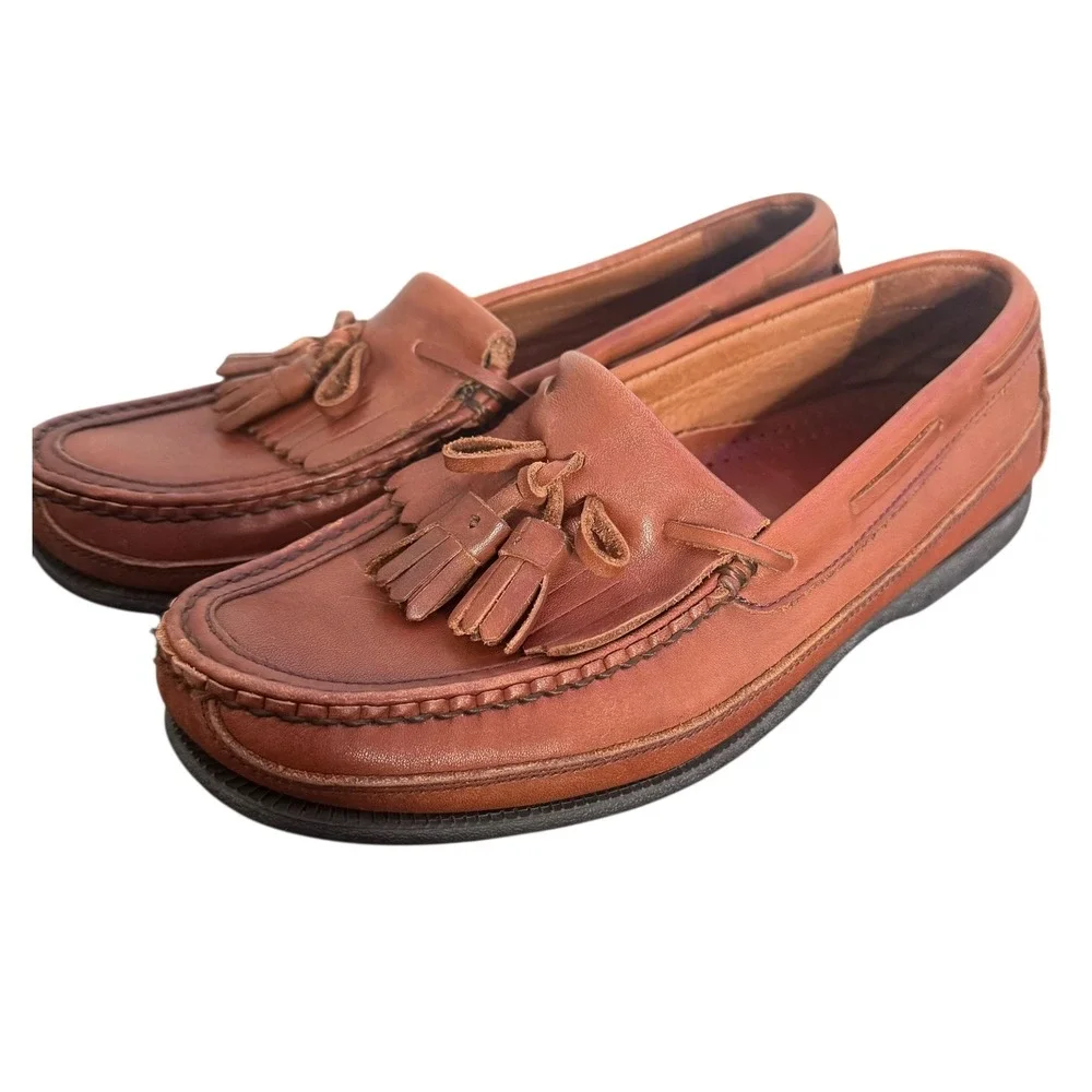 Florsheim Slip On Tassel Loafers Size‎ 8.5 D Brown Leather Dress Shoes Preppy
